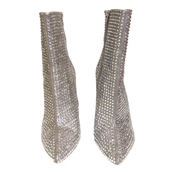 Steve Madden Winnings Rhinestone Silver Stiletto Ankle Boot 9 - Picture 12 of 12